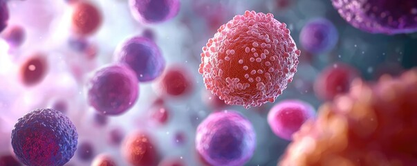 Poster - Colorful cells in micro view on a white isolate background.