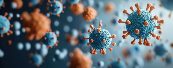 Aufkleber - Colorful virus illustration on a dark background with detailed structure.
