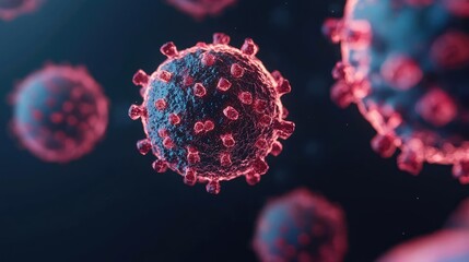 Aufkleber - Microscopic view of a virus with detailed structure, vibrant colors.