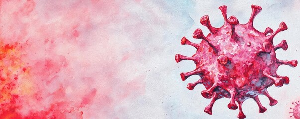 Aufkleber - Vivid illustration of a virus on a colorful abstract background.