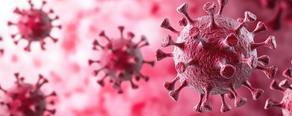 Aufkleber - 3D illustration of COVID-19 virus particles on a colorful background.