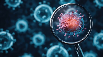 Poster - Magnified virus illustration, detailed view on microscopic level.