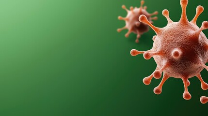 Poster - Microscopic virus illustration on a green background, depicting viral structures.