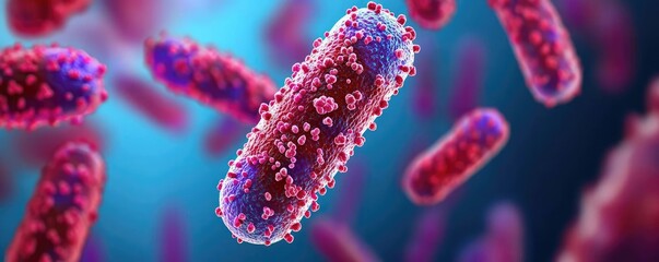 Poster - Colorful bacteria under microscope, detailed view, isolated background.