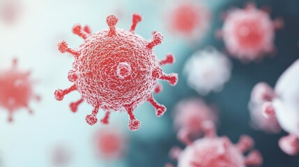 Aufkleber - 3D rendering of virus particles on a soft background.