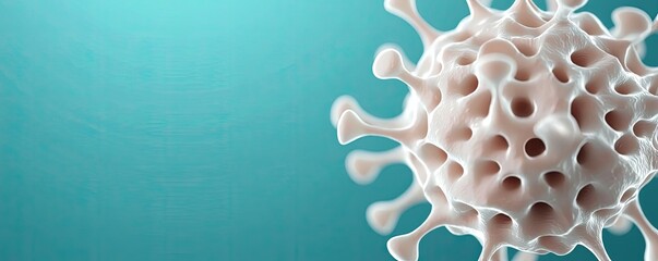 Poster - Microscopic view of a virus, intricate details, isolated on a color background.
