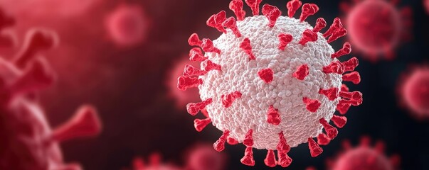 Aufkleber - Detailed representation of a virus structure on dark background.