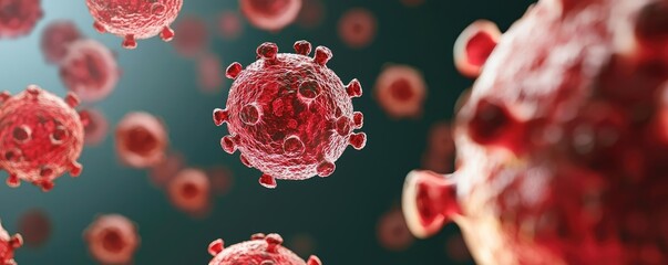Poster - Detailed 3D rendering of a virus on a dark background.