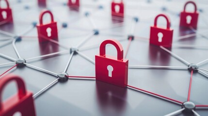 Poster - Cybersecurity Network Concept with Locks and Connections