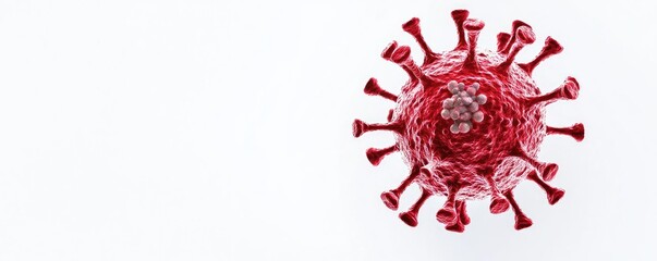 Poster - Red virus model on a white isolated background.