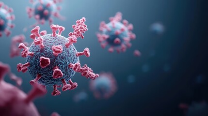Aufkleber - Microscopic view of virus with detailed structure, dark background.
