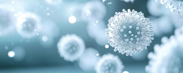 Poster - Close-up view of viruses in a detailed microscopic environment.