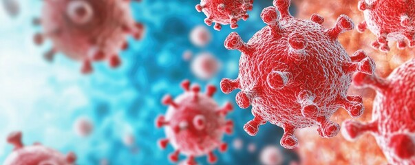 Aufkleber - 3D rendering of virus particles on a colorful background.