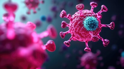 Poster - Colorful depiction of a virus, showcasing intricate details and structures.