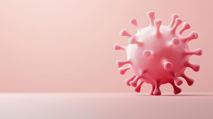 Poster - Pink virus model on a soft pink background, representing health and disease.