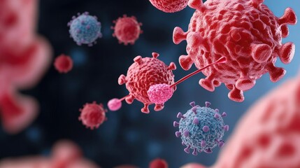 Poster - Detailed illustration of viruses in colorful microenvironment.