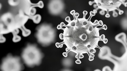 Poster - Close-up of virus particles on dark background, highlighting intricate details.