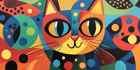 Naklejka na meble A painting of a cute cat, generative AI