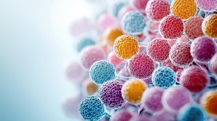 Poster - Colorful microscopic view of cellular structures on a white isolated background.