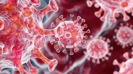 Poster - Close-up of virus structure, isolated on white background.