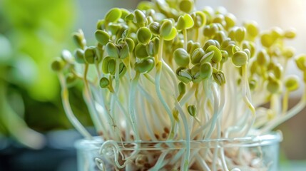 Sticker - Freshly Sprouted Mung Bean Sprouts in a Glass Jar