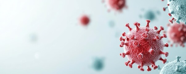 Poster - Microscopic view of virus particles on a white isolate background.