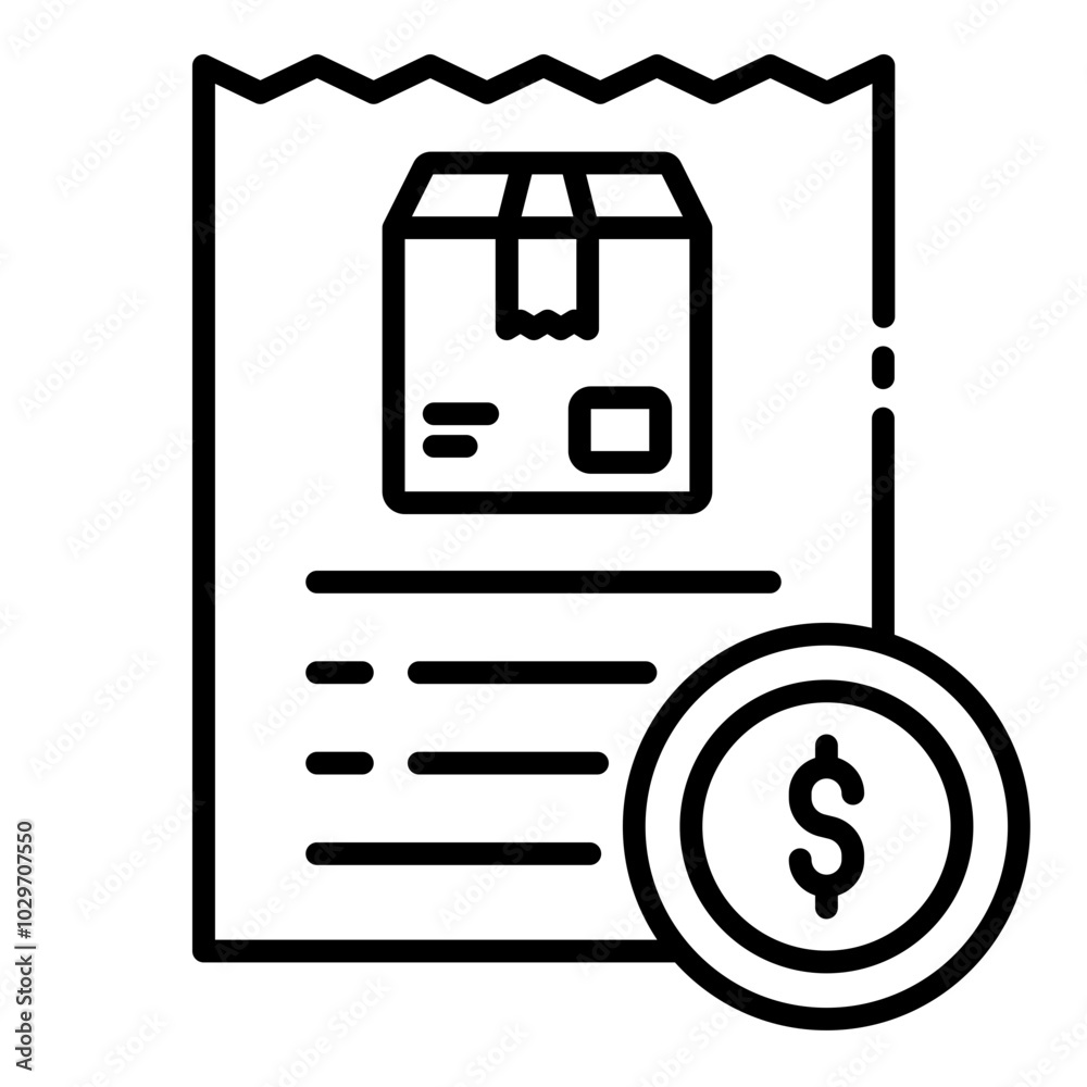 Receipt or invoice icon representing payment documentation and marketing transaction records