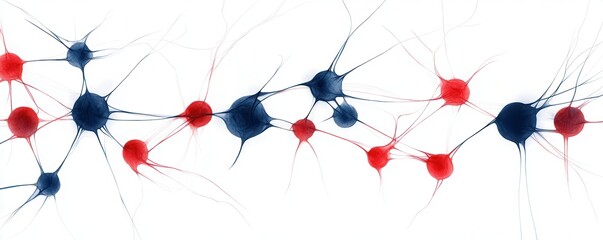 Canvas Print - Abstract Network of Blue and Red Cells.