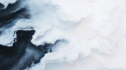 Poster - monochromatic abstract texture featuring layered black and white fluid waves, creating a sense of de