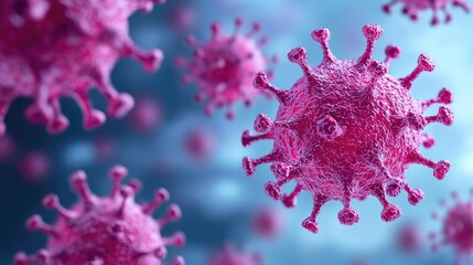 Poster - Close-up view of a virus structure on a blue background.