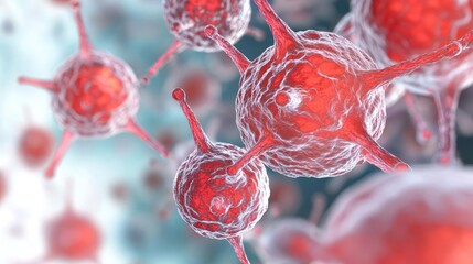 Poster - Close-up view of red and blue cells on a white isolate background.