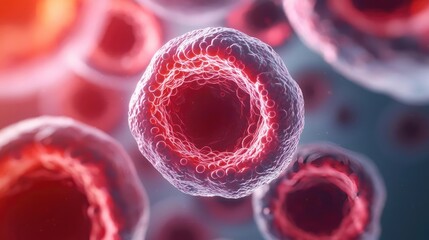 Poster - Close-up view of red blood cells in dynamic motion.