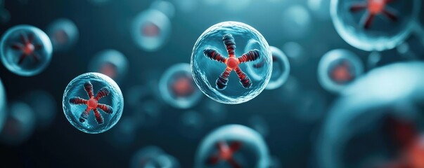 Poster - Abstract view of cells under microscope, showing intricate details and design.