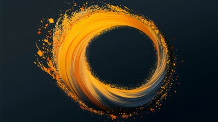 Poster - Abstract Swirling Circle with Gold and Black, representing energy, infinity, time, transition, and motion.