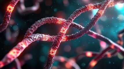 Aufkleber - Abstract concept of intertwined molecular structures with glowing elements