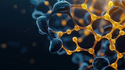 Poster - Close-up of molecular structure with vibrant colors on a dark background.
