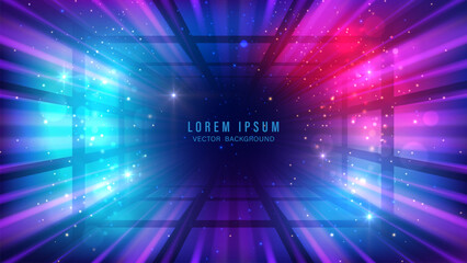 Wall Mural - abstract futuristic background with radiant beams, light particles, and bokeh effects