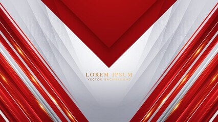 Wall Mural - elegant red and white luxury background with sharp, geometric lines and glowing light effect