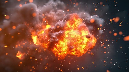 Wall Mural - Fiery Explosion with Smoke and Sparks