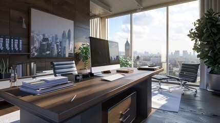 Wall Mural - Modern Office With City View