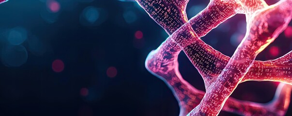 Poster - Colorful DNA helix structure on a blue background, showcasing genetics and biology.
