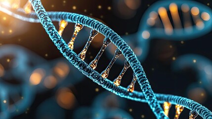 Aufkleber - DNA helix structure with glowing elements on dark background