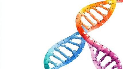 Poster - Colorful DNA double helix structure on a white isolated background.
