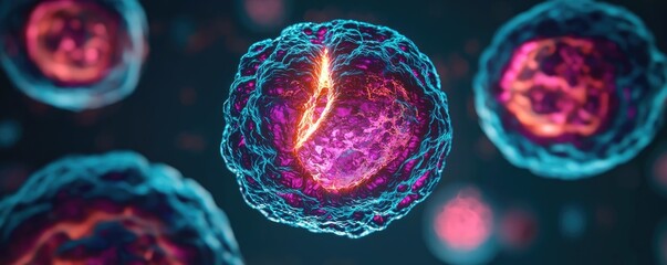 Poster - Stunning microscopic view of colorful cells, showcasing intricate details.