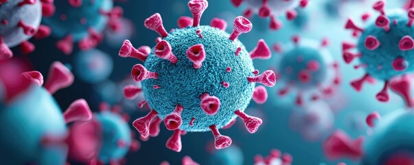 Poster - Colorful COVID-19 virus illustration with intricate details, isolated on a white background.