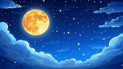 Wall Mural - cartoon moon shining in the night sky