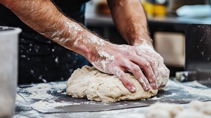 Baker kneading dough