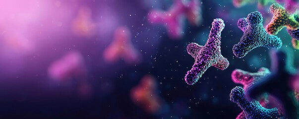 Poster - Colorful molecular structures on a dark background, showcasing scientific beauty.