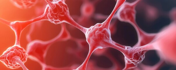 Poster - Close-up of intricate red molecular structures on a dark background.