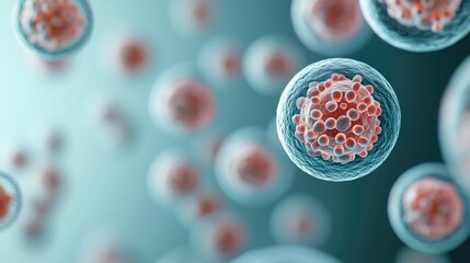 Poster - Microscopic view of viruses in a blue and green gradient background.